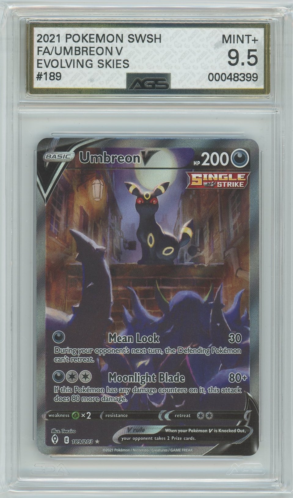 AGS (MINT+ 9.5) Umbreon V #189 - Evolving Skies (#00048399)