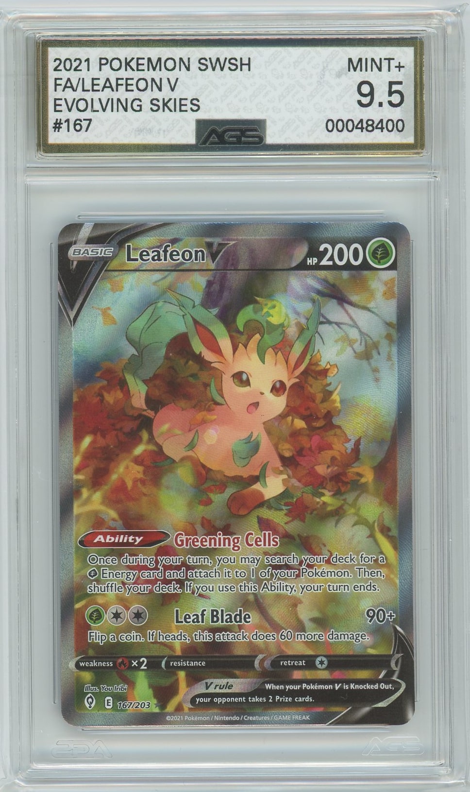 AGS (MINT+ 9.5) Leafeon V #167 - Evolving Skies (#00048400) Pokemon Plug AGS (MINT+ 9.5) Leafeon V #167 - Evolving Skies (#00048400) Pokemon Plug