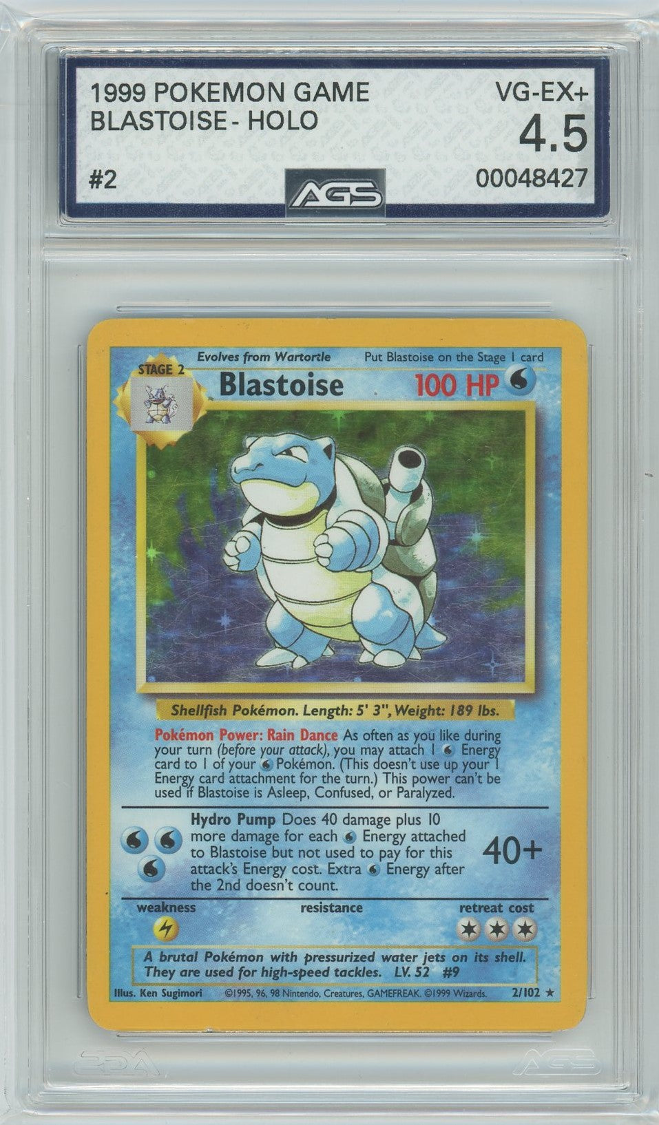 AGS (VG-EX+ 4.5) Blastoise #2 - Base Set (#00048427)