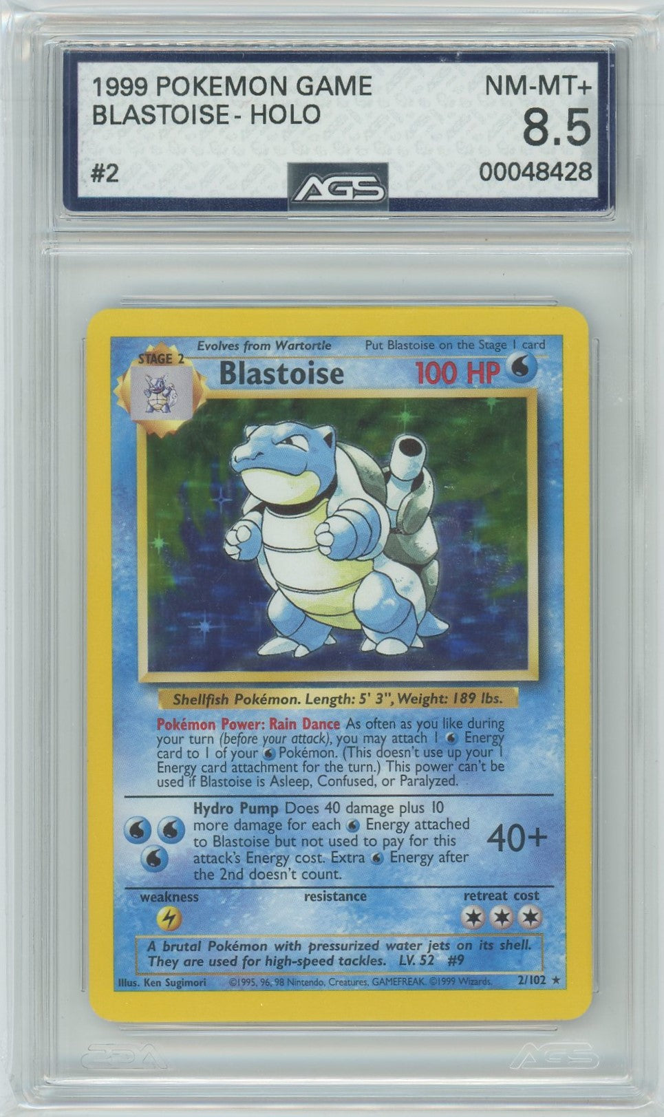 AGS (NM-MT+ 8.5) Blastoise #2 - Base Set (#00048428)