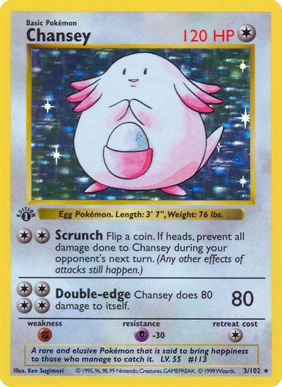 Chansey (3/102) [Base Set (Shadowless)]