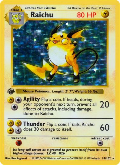 Raichu (14/102) [Base Set (Shadowless)]
