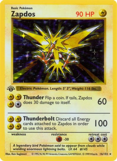 Zapdos (16/102) [Base Set (Shadowless)]