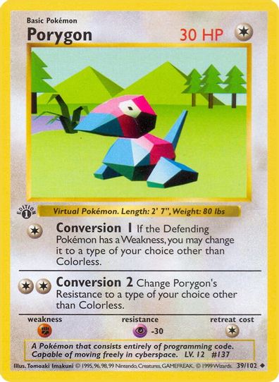 PSA 7 - Pokemon Card - Base 39/102 - PORYGON (uncommon