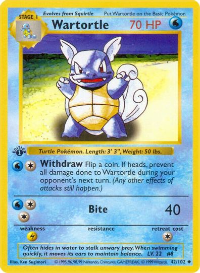Wartortle (42/102) [Base Set (Shadowless)]