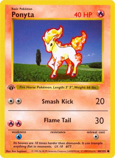 Ponyta (60/102) [Base Set (Shadowless)]