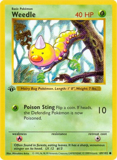 Weedle (69/102) [Base Set (Shadowless)]