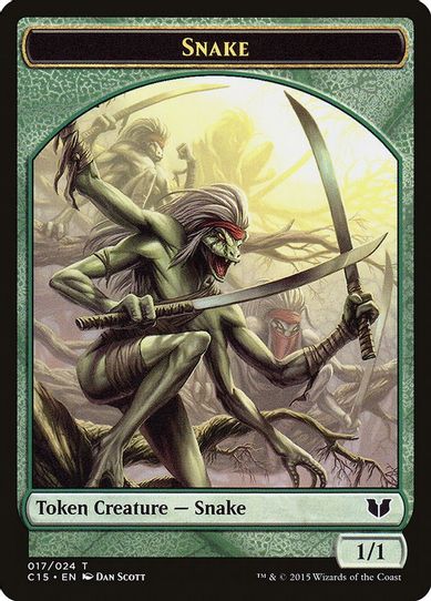 Snake (Green) // Saproling Double-Sided Token [Commander 2015]
