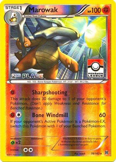 Marowak 78/162 (League Promo) [2nd Place] [League & Championship Cards]