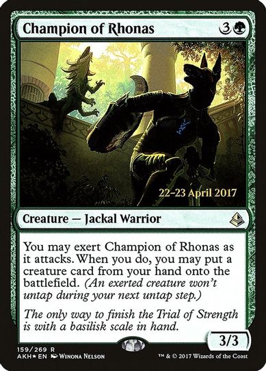 Champion of Rhonas (159) [Prerelease Cards]