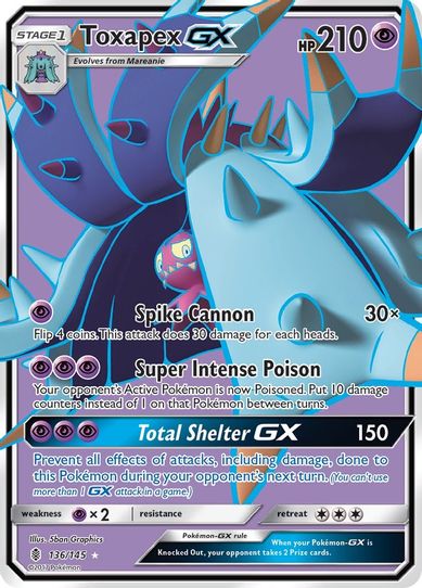 Toxapex GX (Full Art) (136/145) [Sun & Moon: Guardians Rising]