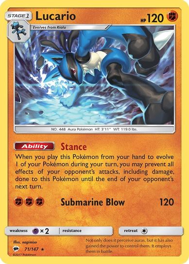 Lucario (71/147) [ Sun & Moon: Burning Shadows]