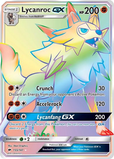 Lycanroc GX (Secret) (155/147) [ Sun & Moon: Burning Shadows]