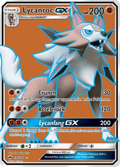 Lycanroc GX (Full Art) (136/147) [ Sun & Moon: Burning Shadows]