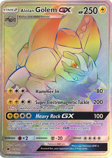 Alolan Golem GX (Secret) (113/111) [Sun & Moon: Crimson Invasion]