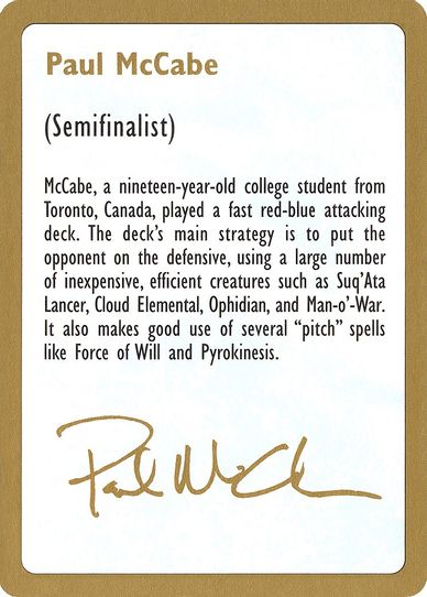 Paul McCabe Biography Card [World Championship Decks]