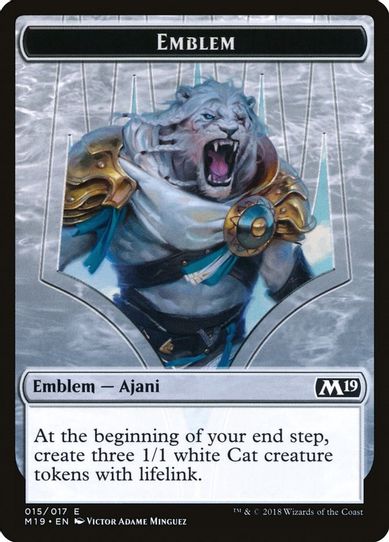 Emblem - Ajani, Adversary of Tyrants (15) [Core Set 2019]