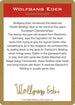 Wolfgang Eder Biography Card [World Championship Decks]