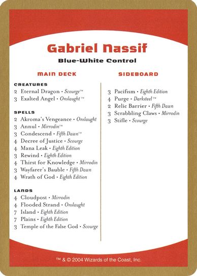 Gabriel Nassif Decklist Card [World Championship Decks]