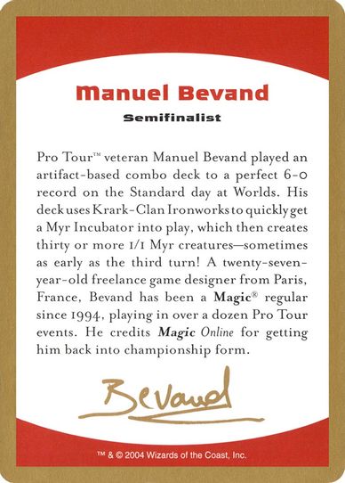 Manuel Bevand Biography Card [World Championship Decks]