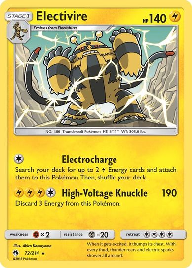 Electivire (72/214) [Sun & Moon: Lost Thunder]