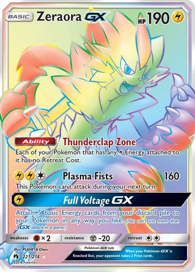 Zeraora GX (Secret) (221/214) [Sun & Moon: Lost Thunder]