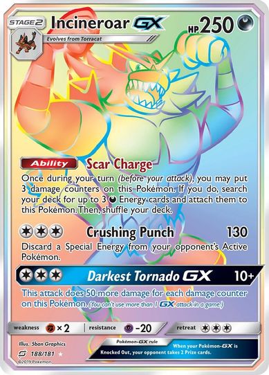Incineroar GX (Secret) (188/181) [Sun & Moon: Team Up]