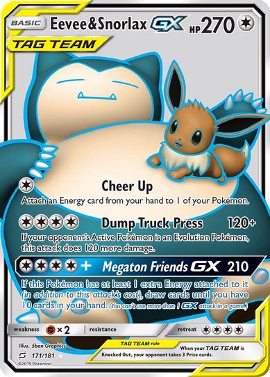 Eevee & Snorlax GX (Full Art) (171/181) [Sun & Moon: Team Up]