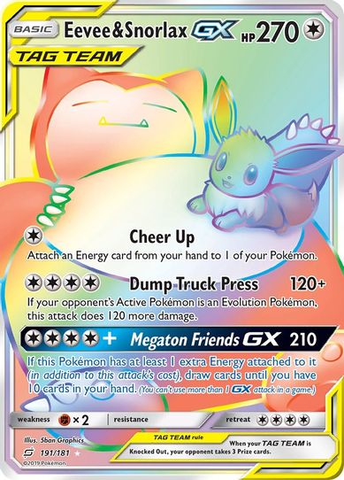 Eevee & Snorlax GX (Secret) (191/181) [Sun & Moon: Team Up]