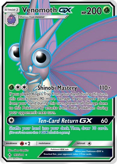 Venomoth GX (Full Art) (193/214) [Sun & Moon: Unbroken Bonds]