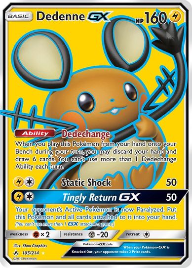 Dedenne GX (Full Art) (195/214) [Sun & Moon: Unbroken Bonds]