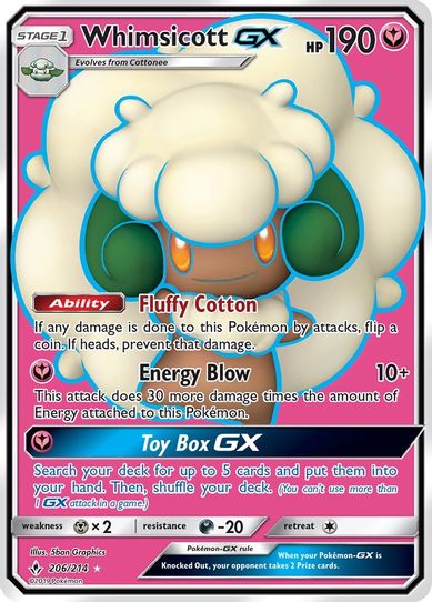 Whimsicott GX (Full Art) (206/214) [Sun & Moon: Unbroken Bonds]