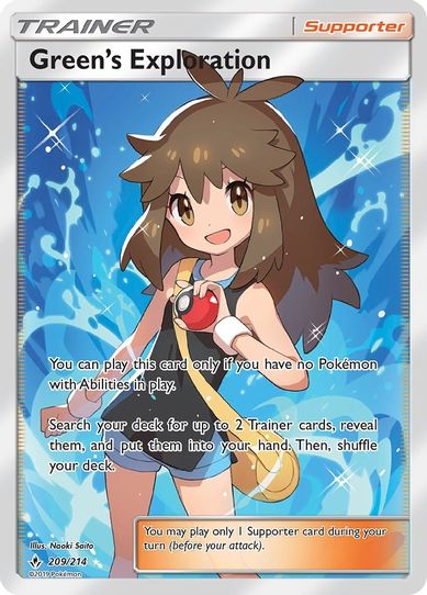 Green's Exploration (Full Art) (209/214) [Sun & Moon: Unbroken Bonds]