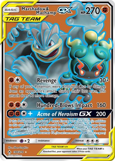 Marshadow & Machamp GX (Full Art) (198/214) [Sun & Moon: Unbroken Bonds]