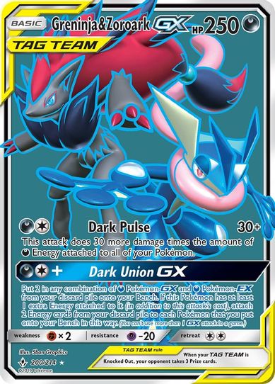 Greninja & Zoroark GX (Full Art) (200/214) [Sun & Moon: Unbroken Bonds]