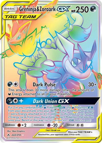 Greninja & Zoroark GX (Secret) (222/214) [Sun & Moon: Unbroken Bonds]