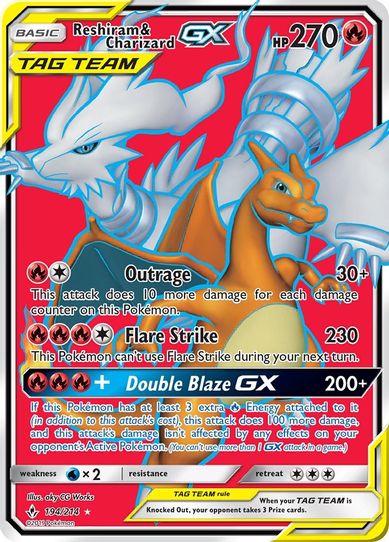 Reshiram & Charizard GX (Full Art) (194/214) [Sun & Moon: Unbroken Bonds]