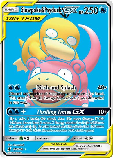 Slowpoke & Psyduck GX (Full Art) (217/236) [Sun & Moon: Unified Minds]
