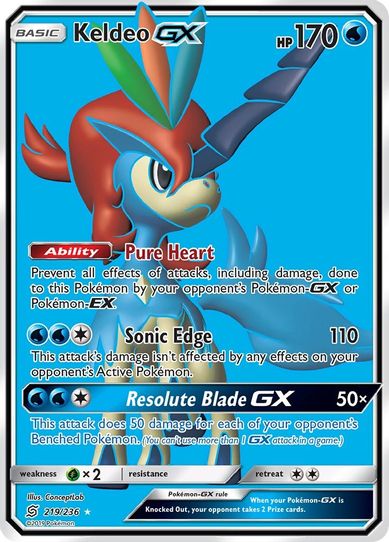 Keldeo GX (Full Art) (219/236) [Sun & Moon: Unified Minds]