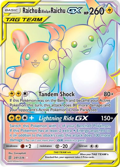 Raichu & Alolan Raichu GX (Secret) (241/236) [Sun & Moon: Unified Minds]