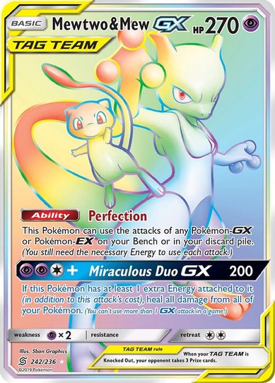 Mewtwo & Mew GX (Secret) (242/236) [Sun & Moon: Unified Minds]