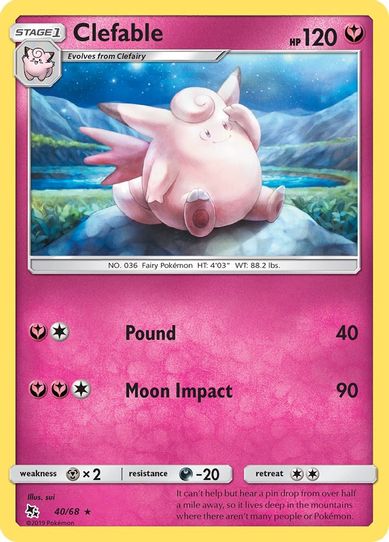 Clefable (40/68/68) [Sun & Moon: Hidden Fates]