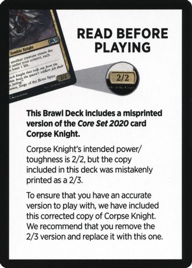 Corpse Knight Reminder Card (Knights' Charge Brawl Deck) [Unique and Miscellaneous Promos]