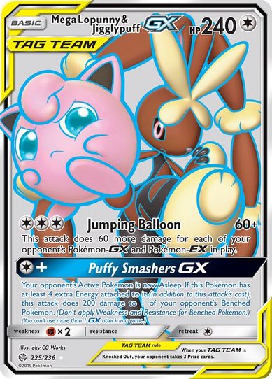 Mega Lopunny & Jigglypuff GX (Full Art) (225/236) [Sun & Moon: Cosmic Eclipse]