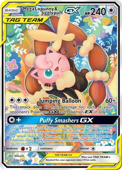 Mega Lopunny & Jigglypuff GX (Alternate Full Art) (226/236) [Sun & Moon: Cosmic Eclipse]