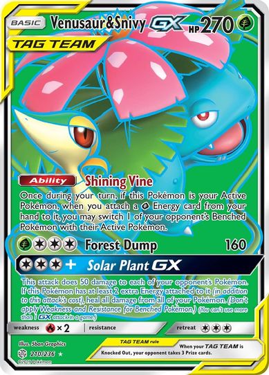 Venusaur & Snivy GX (Full Art) (210/236) [Sun & Moon: Cosmic Eclipse]
