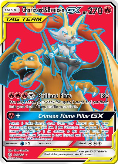 Charizard & Braixen GX (Full Art) (212/236) [Sun & Moon: Cosmic Eclipse]