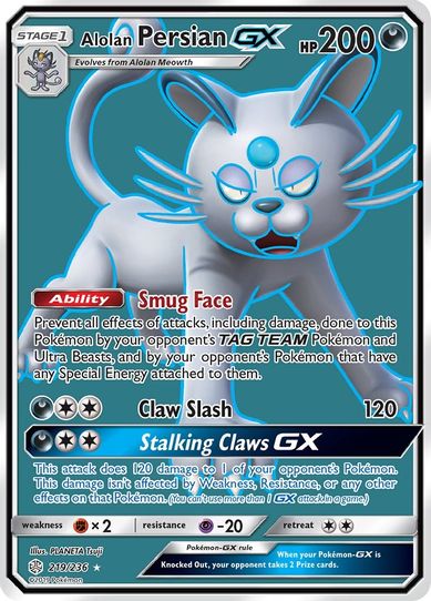 Alolan Persian GX (Full Art) (219/236) [Sun & Moon: Cosmic Eclipse]