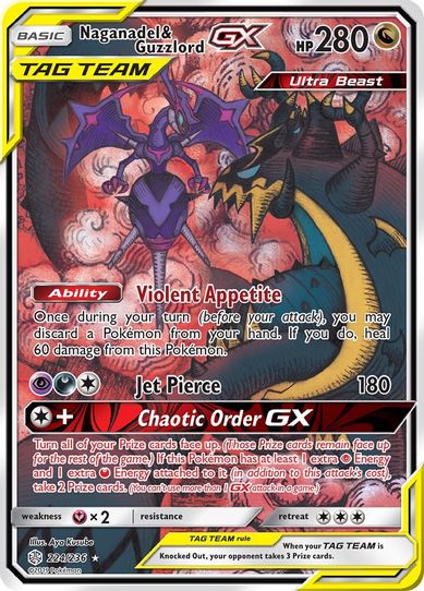 Naganadel & Guzzlord GX (Alternate Full Art) (224/236) [Sun & Moon: Cosmic Eclipse]