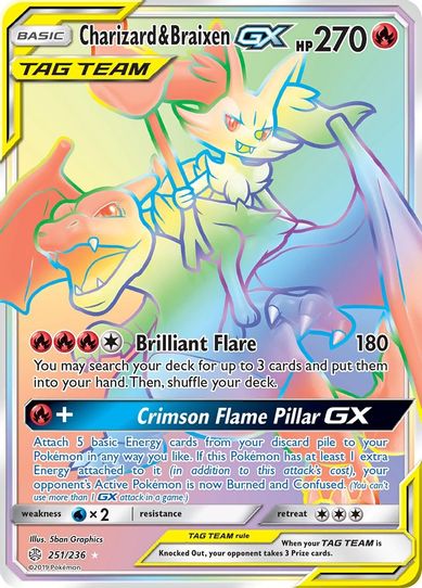 Charizard & Braixen GX (Secret) (251/236) [Sun & Moon: Cosmic Eclipse]